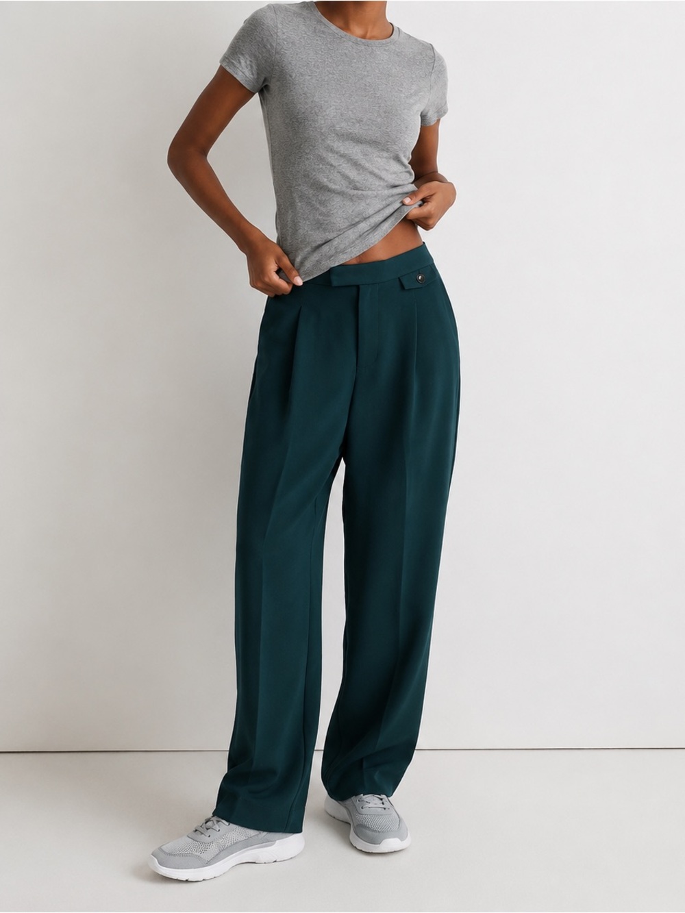 Madewell The Rosedale High-Rise Straight Crepe Pants Size 6 Green Trousers NWT
